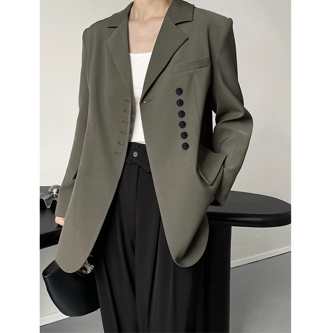 YANN Hosenanzug Blazer mit schrägem Verschluss als Freizeitjacke