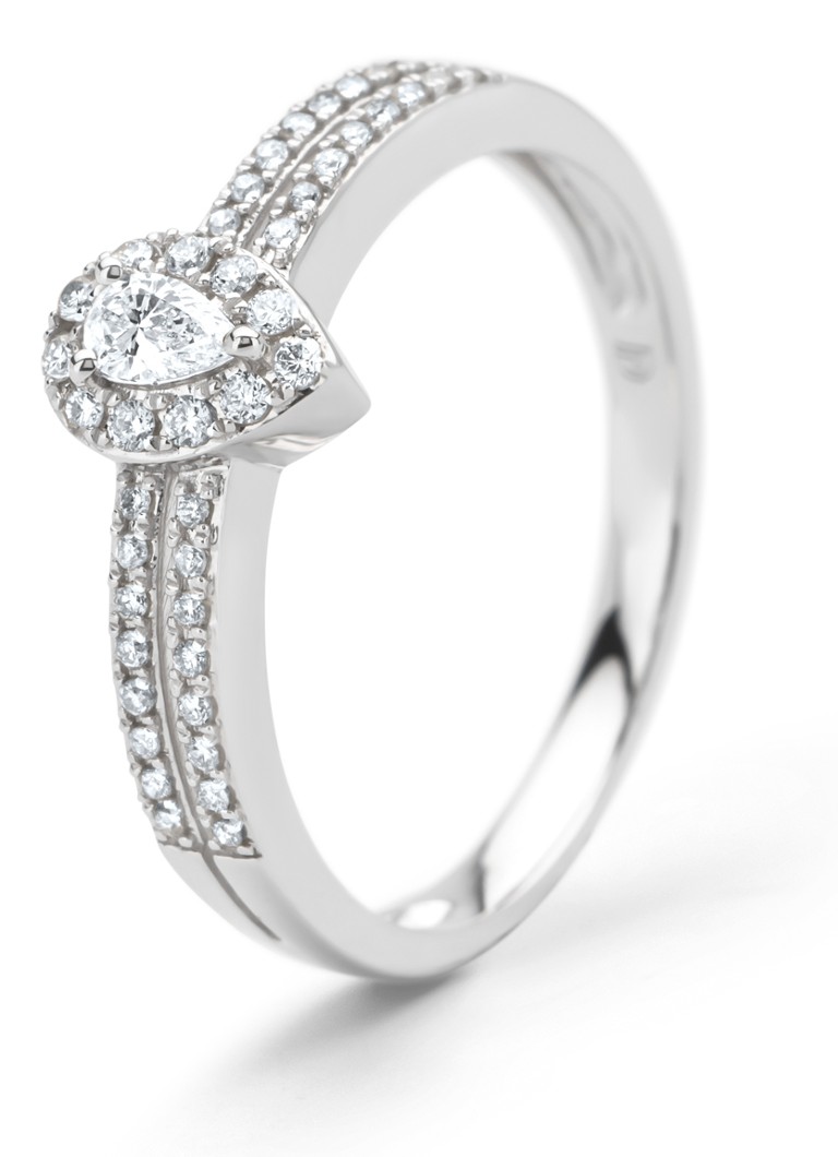 Inel cu vârf de diamant din aur alb, diamant de 0.25ct, Petite Romance