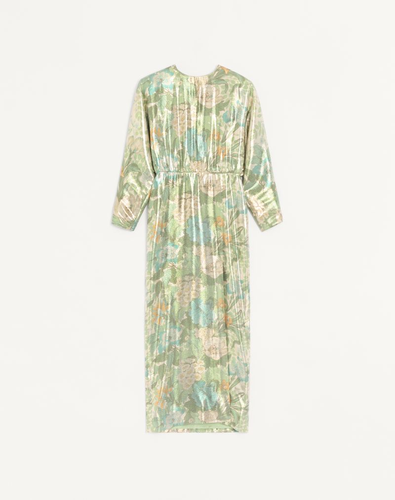 Lang Lurex Kjole Med Après L'Hiver Print Sanderson Dégradé
