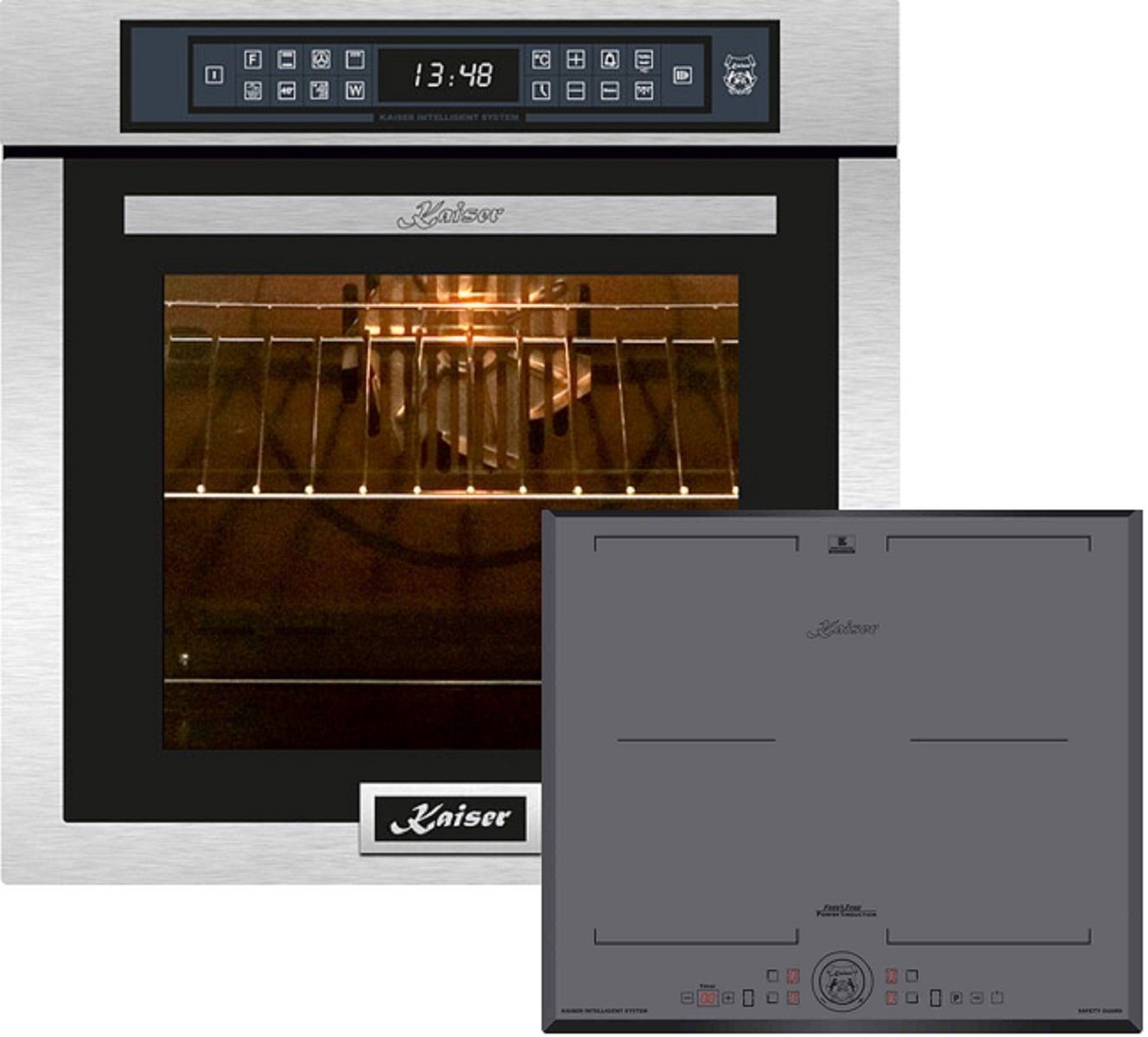 Kaiser Küchengeräte Backofen-Set EH 6306 R + KCT 6730 FIG........, Einbaubackofen,Edelstahl,79L 15 Fkt. +Induktionskochfeld 60 cm