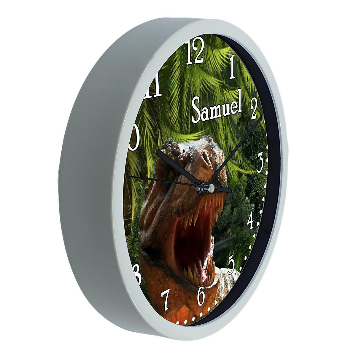 Kinder Wanduhr personalisiert mit Name T-Rex