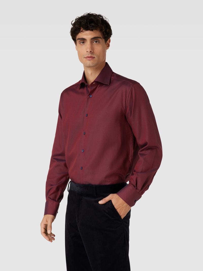 Modern Fit Business-Hemd mit Allover-Muster in bordeaux rot
