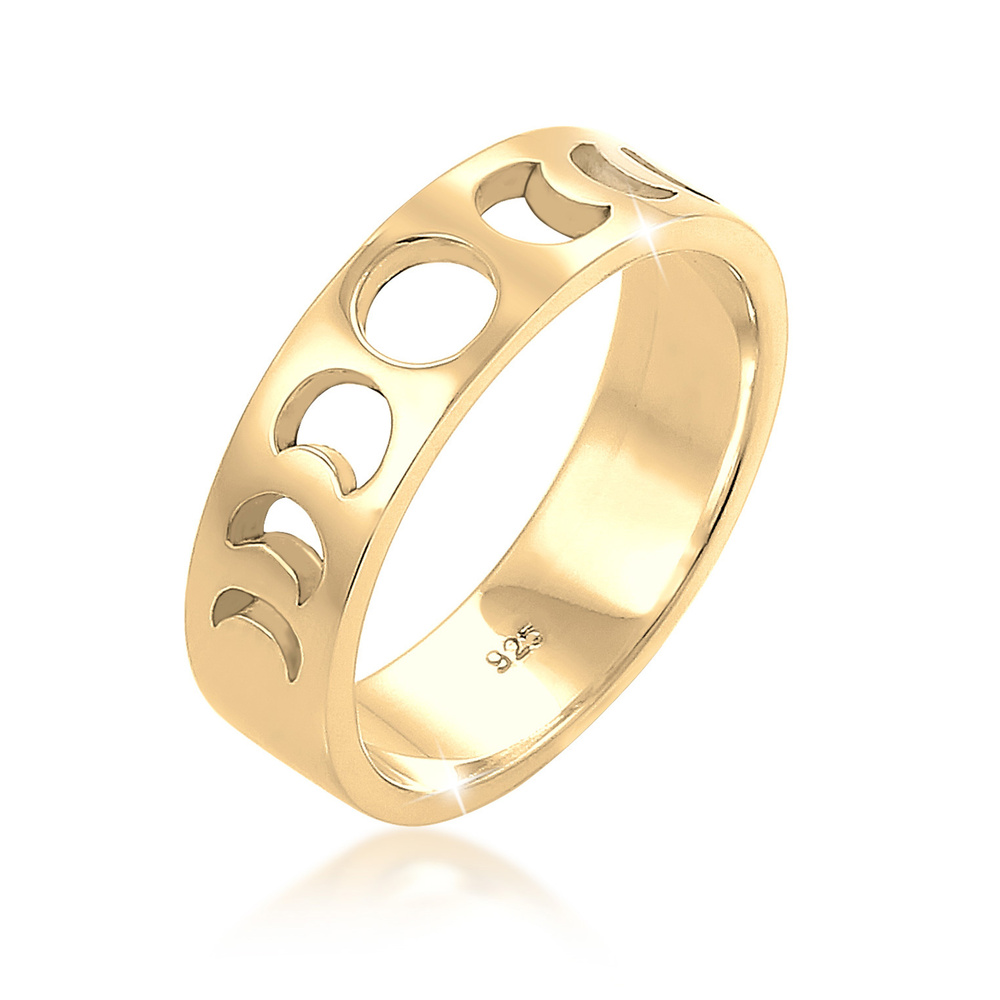 Elli Elli Bague bague pour dames phases de la lune demi-lune look astro en 925/1000 ar Bague