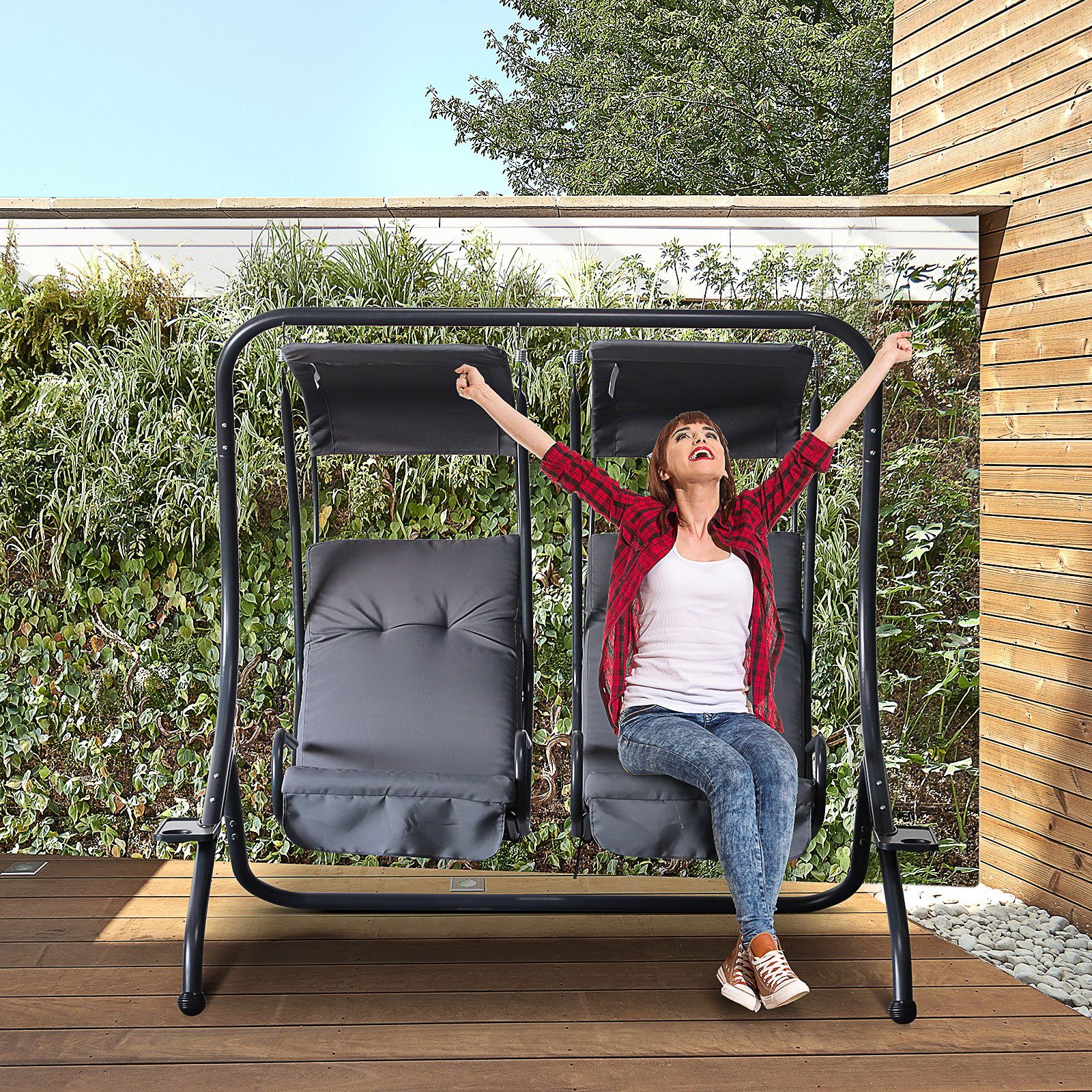 Outsunny Hollywoodschaukel Hollywoodschaukel, 2-Sitzer, Set, 1 tlg., 1 x Hollywoodschaukel, BxTxH: 170x136x170 cm