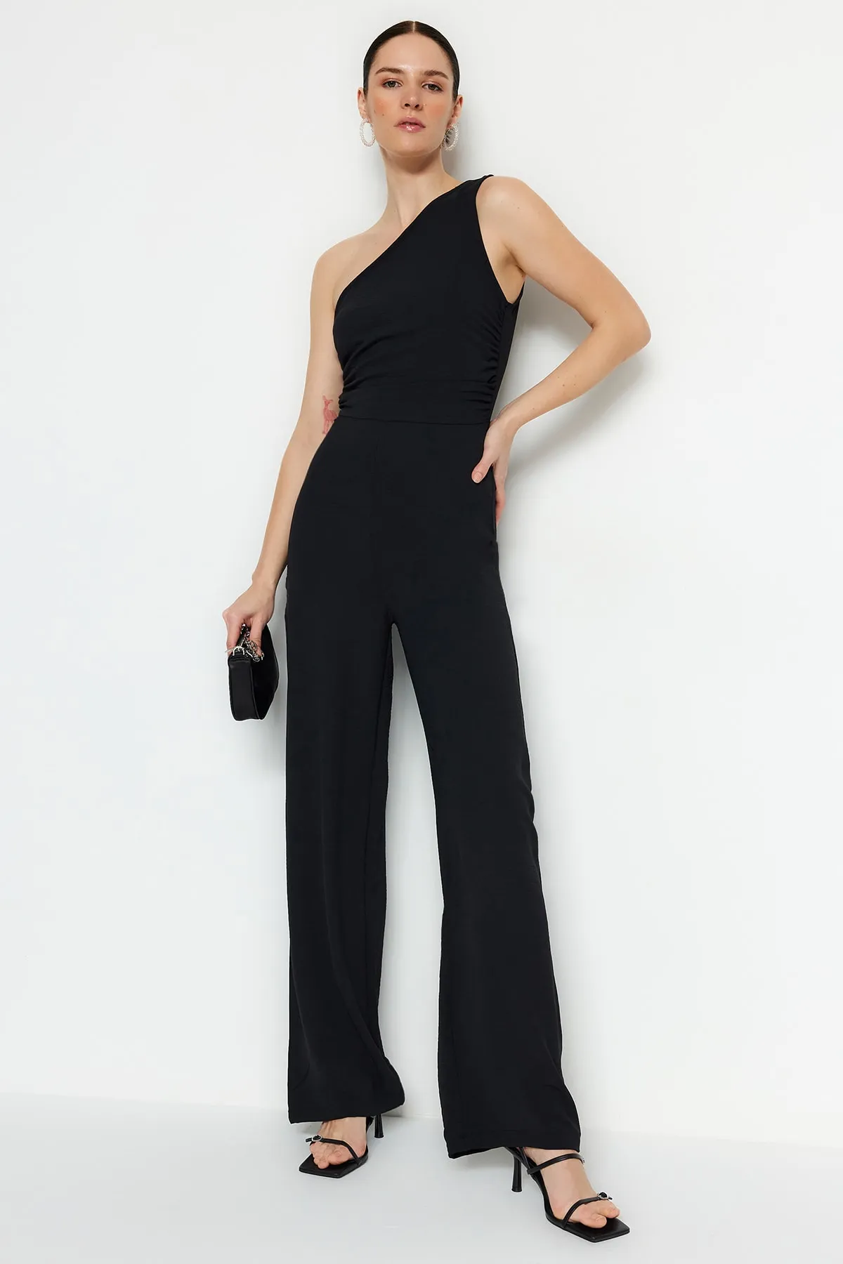 Trendyol Collection  Schwarzer Maxi-Weboverall TWOSS23TU00078