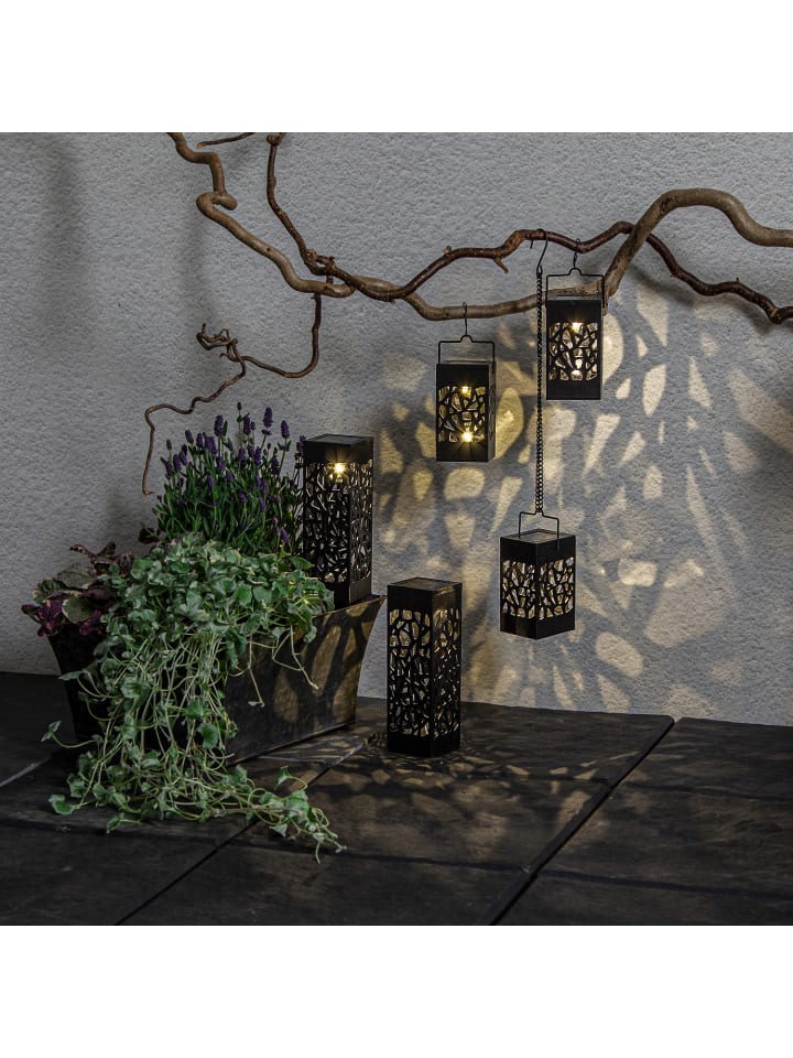 MARELIDA 3er Set LED  Solar Laternen zum Hängen oder Stellen H: 11cm in schwarz günstig kaufen onesize