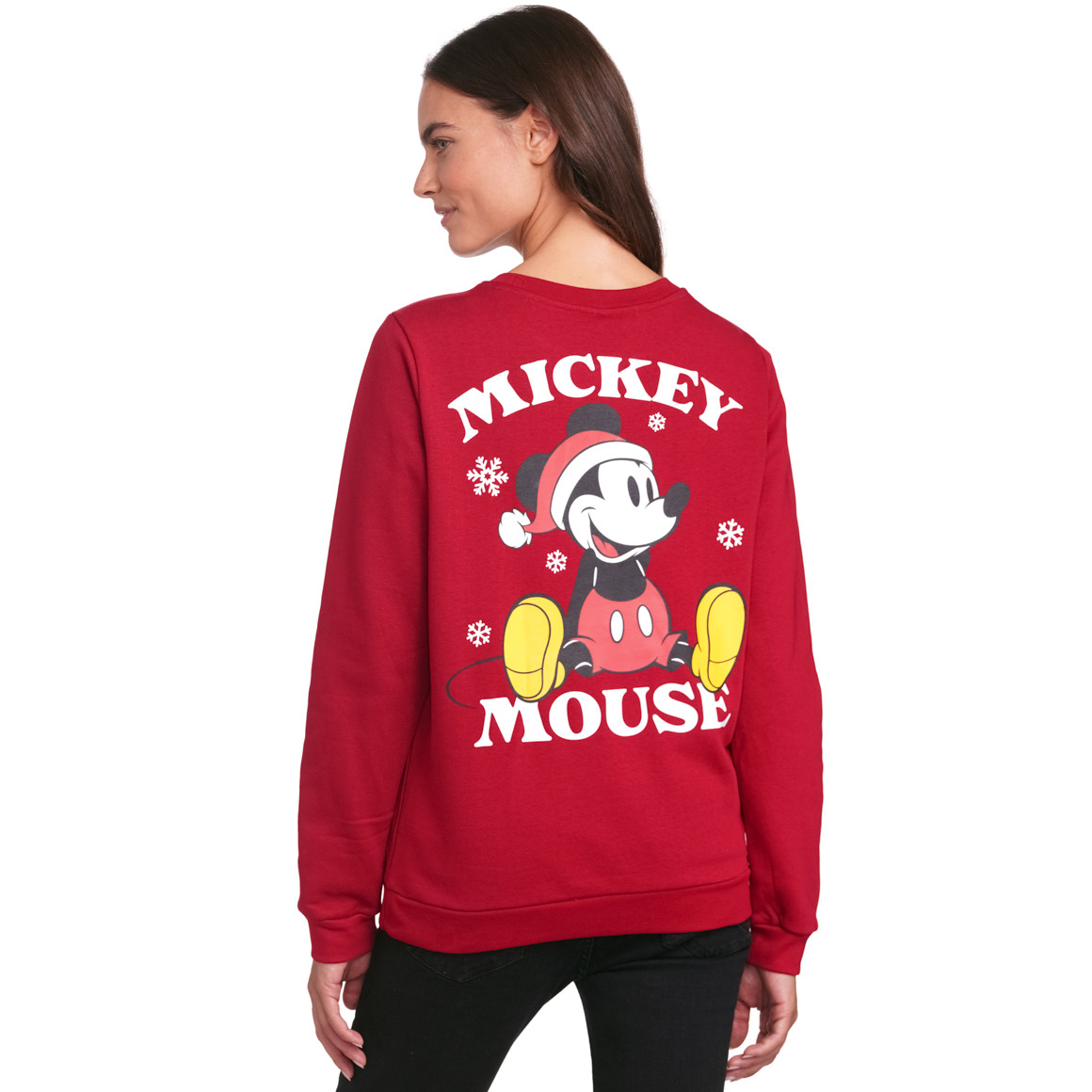 Micky Maus Weihnachtssweatshirt mit Print dunkelrot