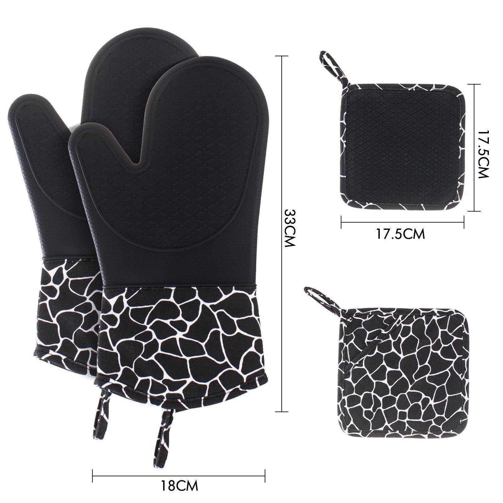 Elegear Topfhandschuhe 1Paar Handschuhe, 2Topflappen, (4-tlg), Anti-Rutsch