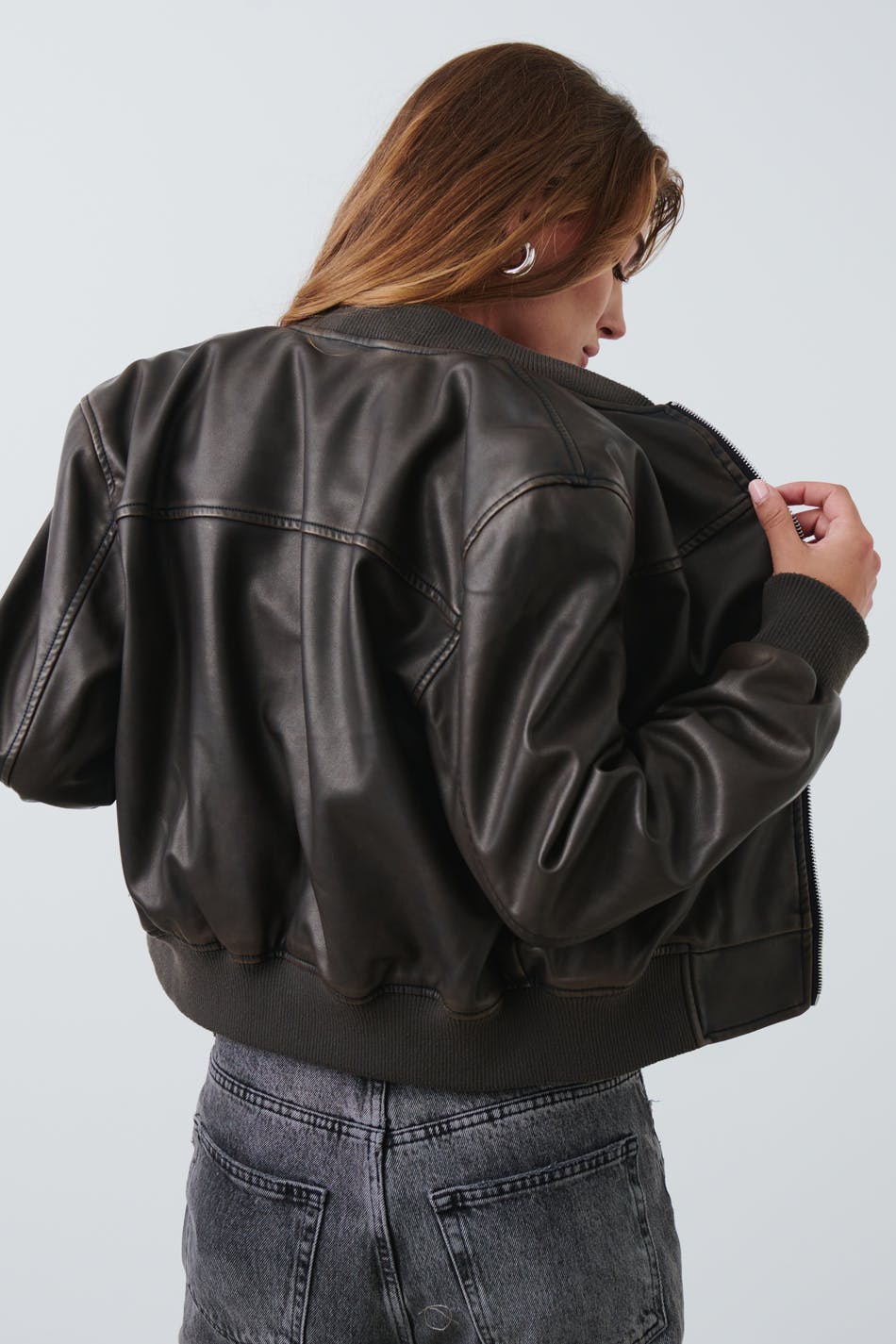 Washed pu bomber