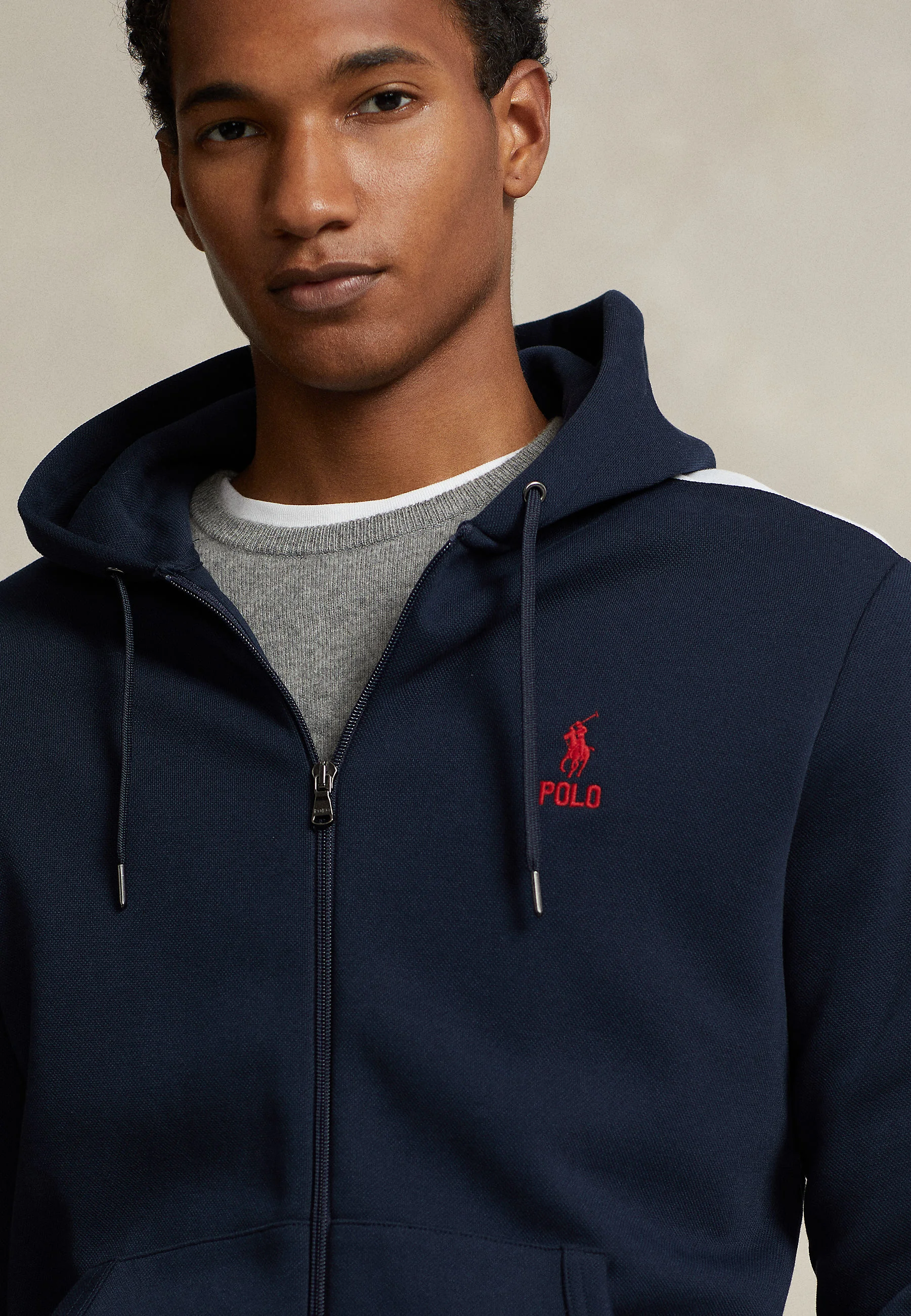 Sudadera con capucha y cremallera completa de malla de punto doble de Polo Ralph Lauren - Sudadera con cremallera