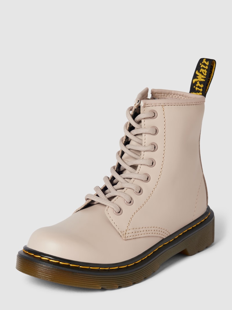 Schnürstiefel mit Zugschlaufe in beige