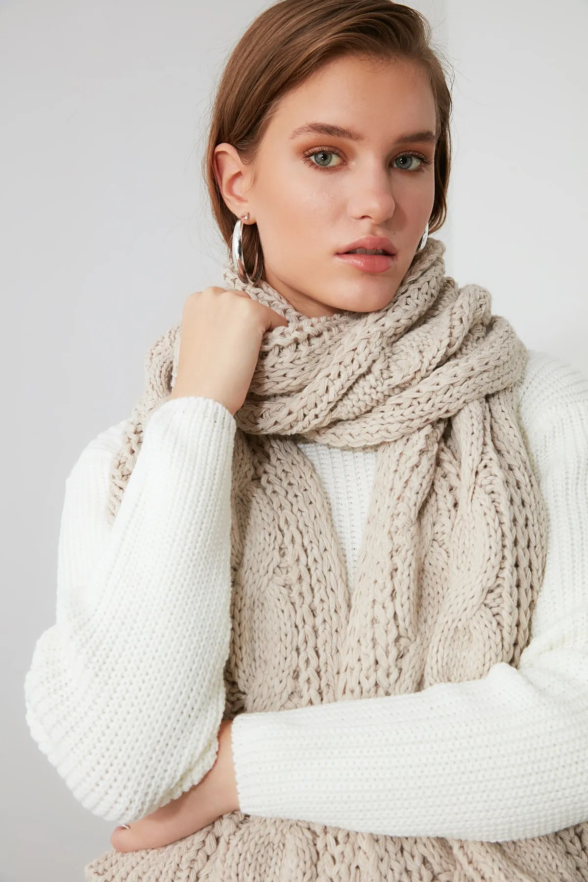 Trendyol Collection  Schal - Beige - Strukturiert