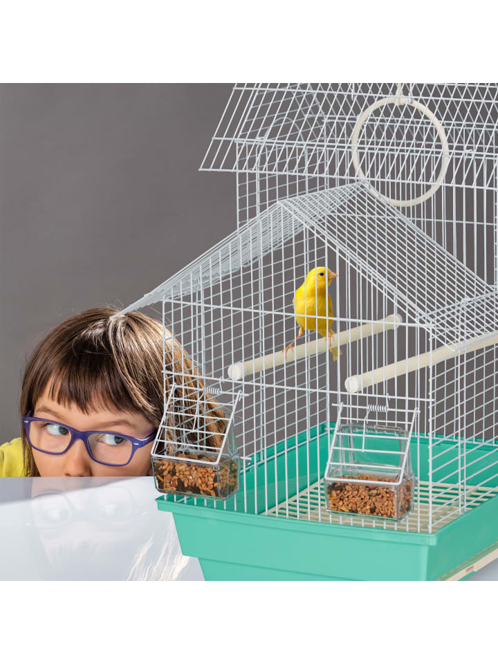 relaxdays Vogelkäfig in Hellblau/Mintgrün - (B)42,5 x (H)50 x (T)33 cm günstig kaufen onesize