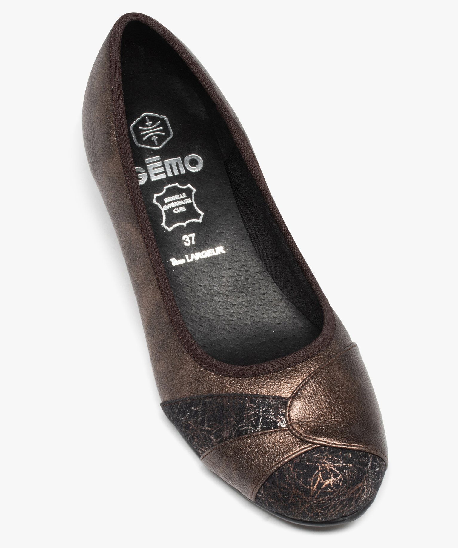 Escarpin confort avec dessus métallisé femme bronze | GEMO