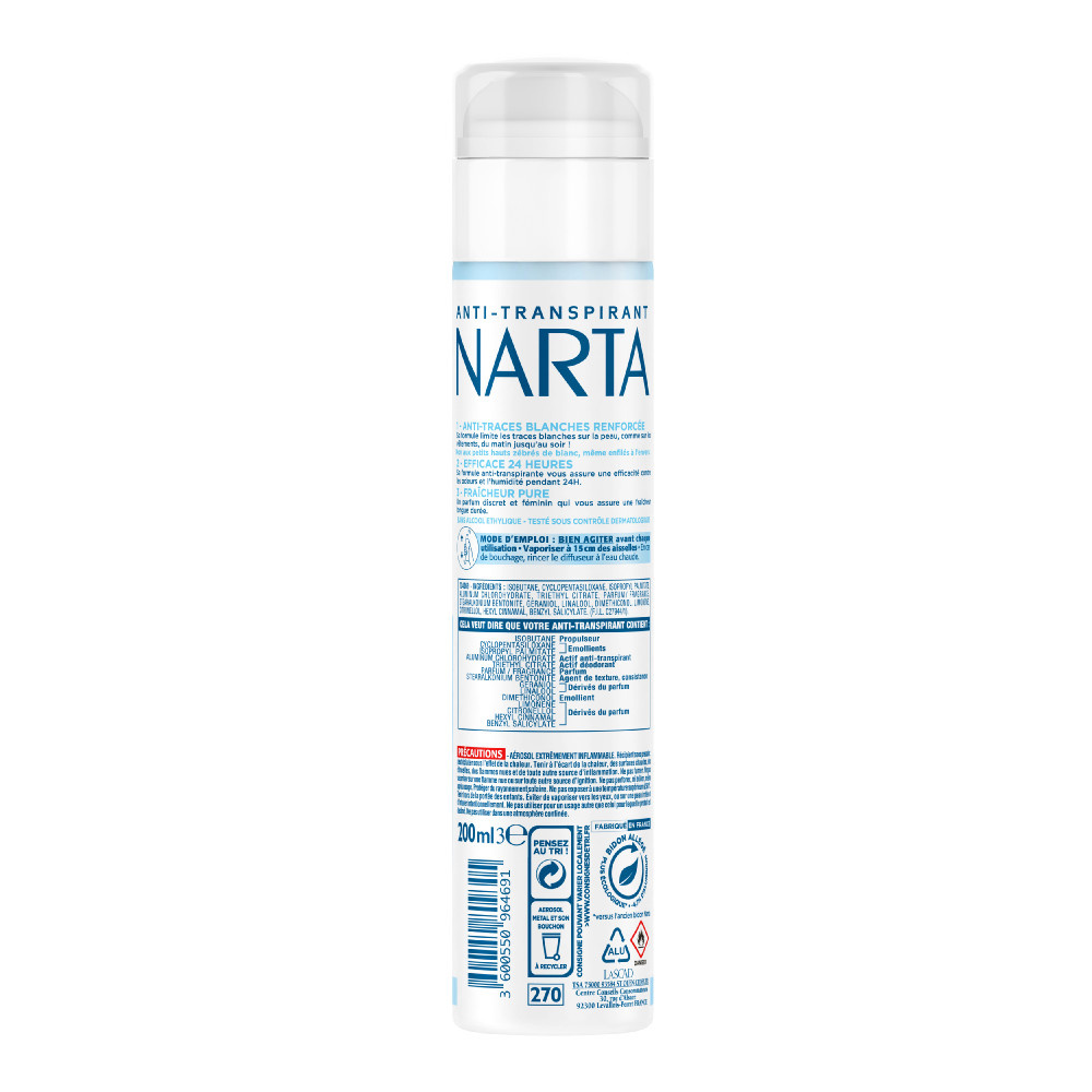 NARTA Narta Invisible Déodorant Spray Anti-traces blanches