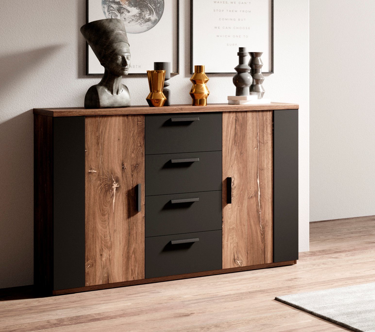 Helvetia Sideboard Sigma, 2-türig und mit 4 Schubladen