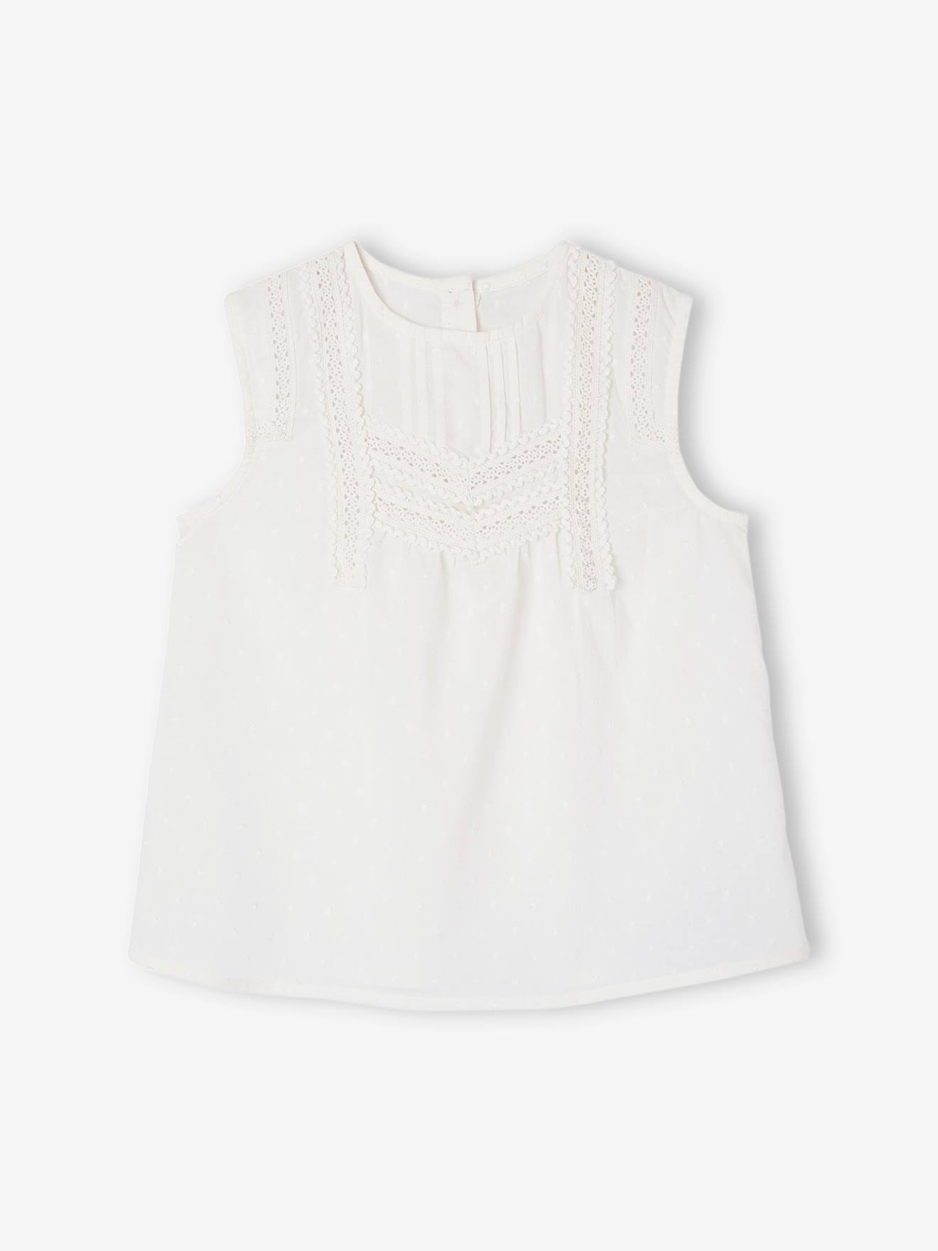 Vertbaudet Ärmellose Mädchen Bluse - wollweiß