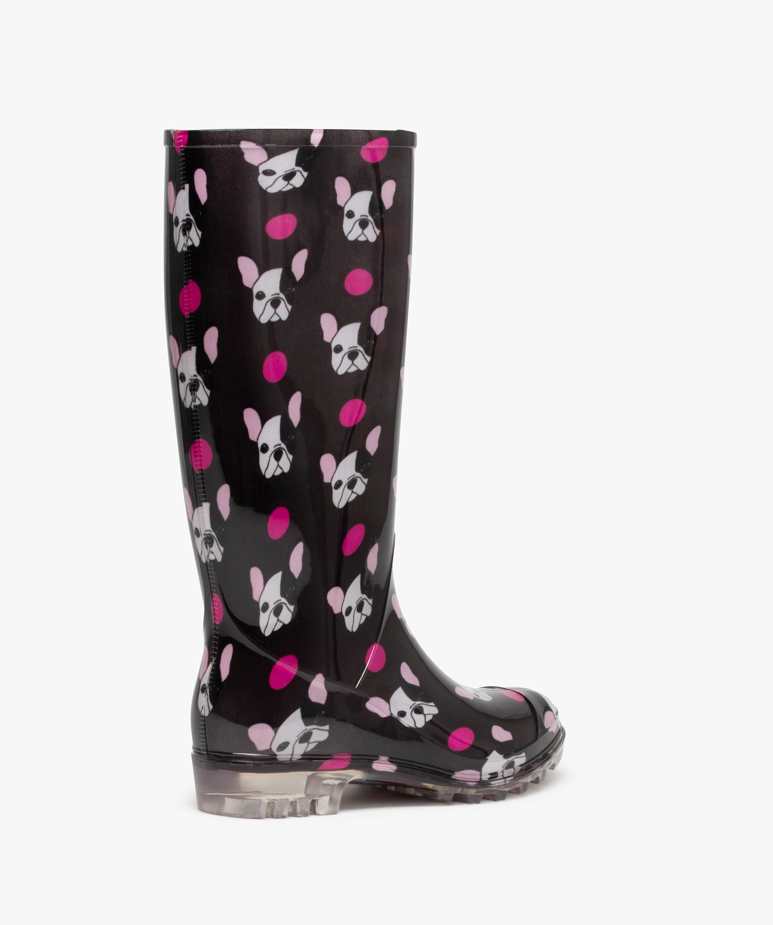 Bottes de pluie femme fantaisie imprimées chiens noir | GEMO