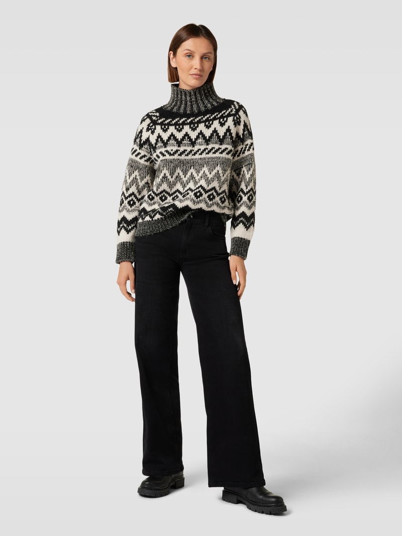 Norwegerpullover mit Allover-Muster in schwarz