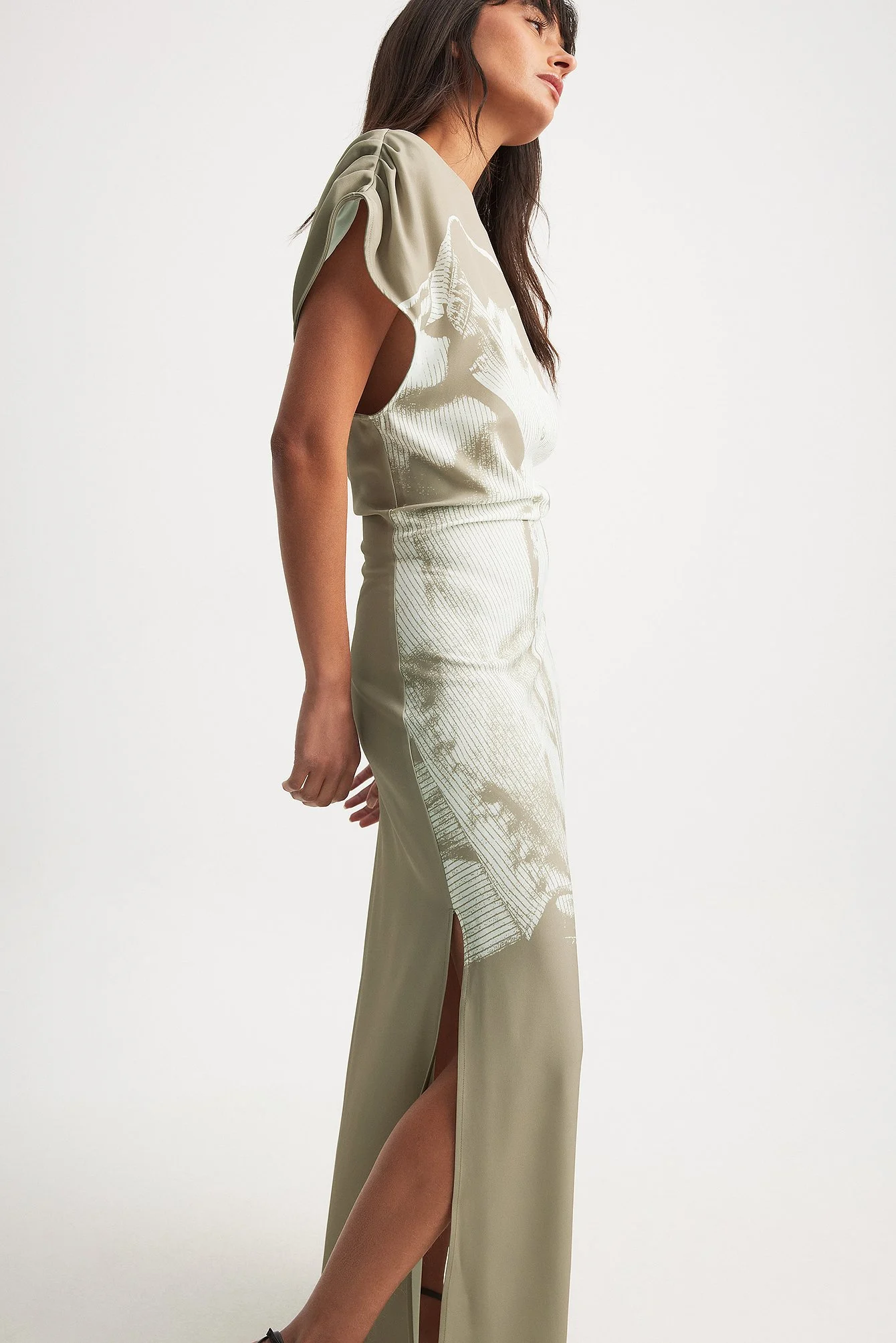 Gewebtes Maxikleid mit drapiertem Detail