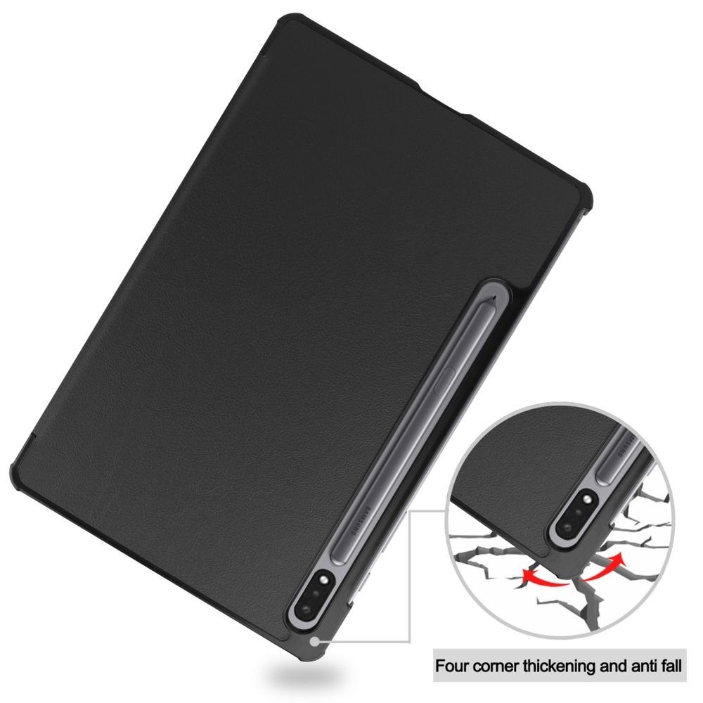 Wigento Tablet-Hülle Für Samsung Galaxy Tab S8 Plus / S7 FE / S7 Plus Premium Smartcover Schwarz Tablet Tasche Etuis Hülle