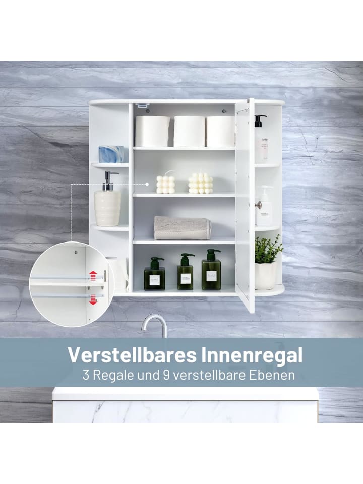 COSTWAY Badezimmerspiegelschrank in Weiß günstig kaufen onesize