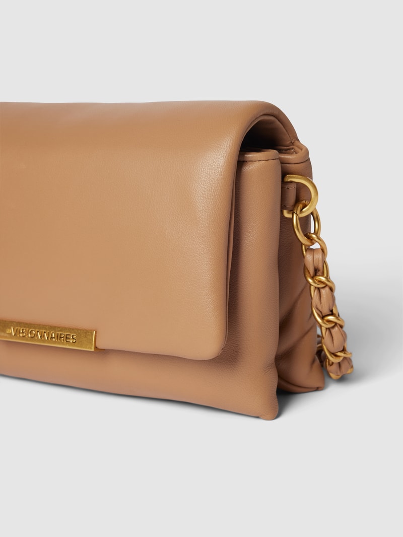 Umhängetasche mit Label-Detail Modell 'MILA' in camel