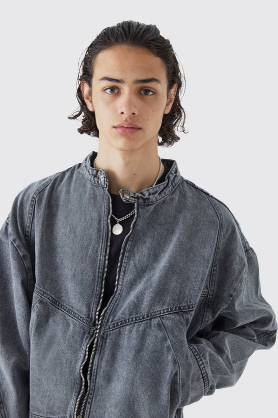 Kastige Moto-Jeansjacke