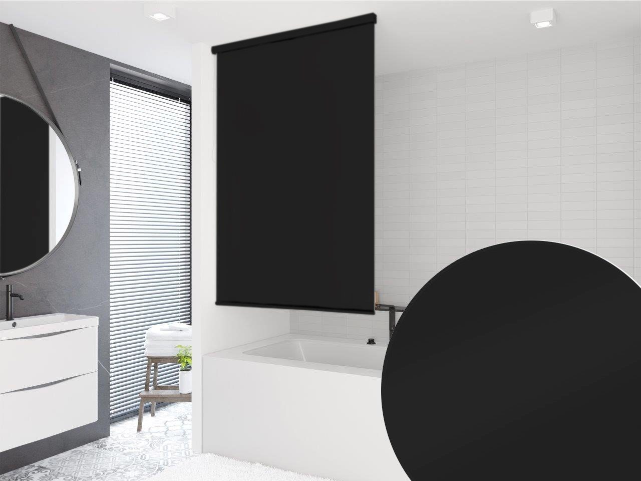 KS Handel 24 Duschrollo HALB KASSETTEN DUSCHROLLO MODELL UNI SCHWARZ 7 BREITEN ZUR WAHL Breite 60 cm