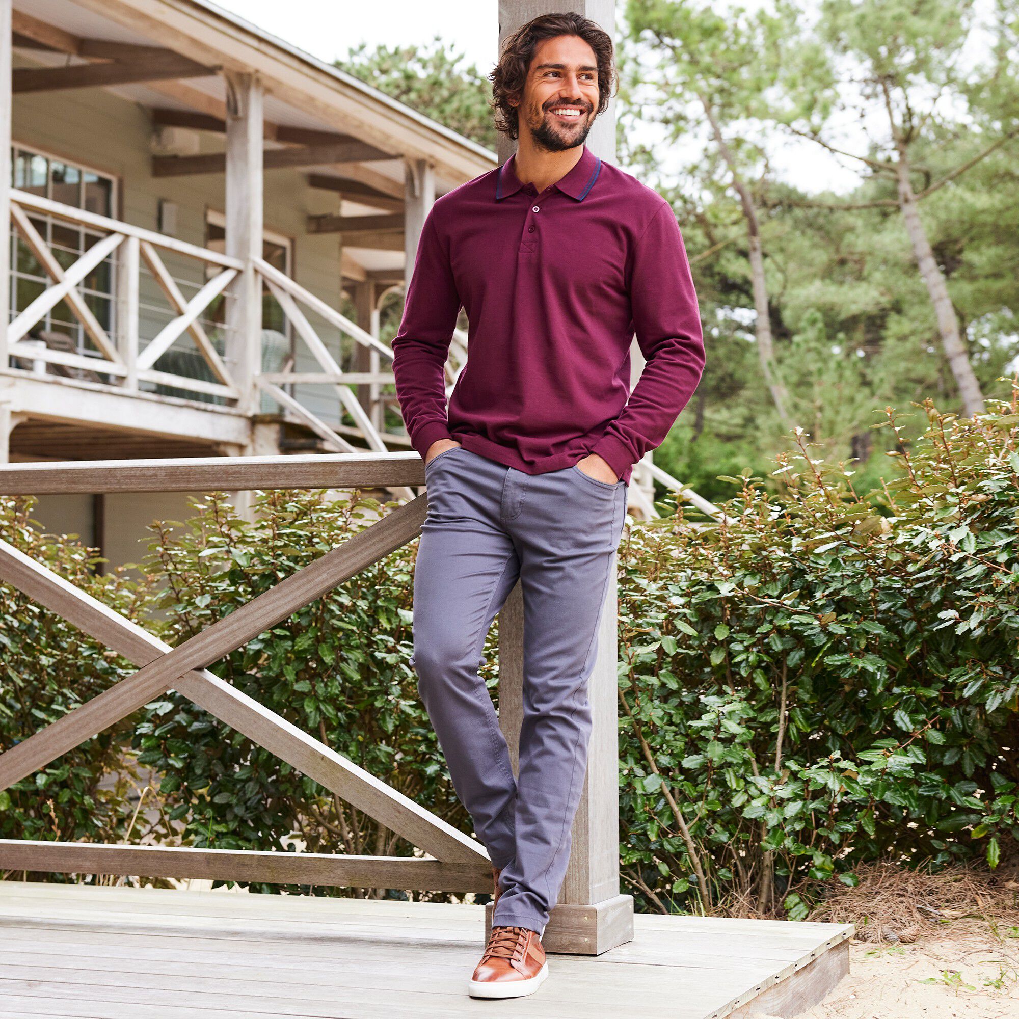 Pantalon droit 5 poches twill coton extensible