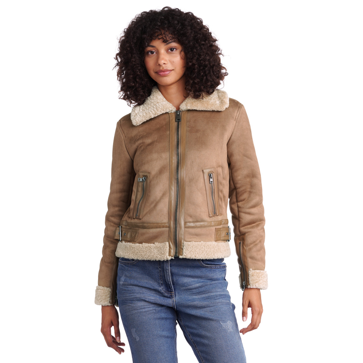 Damen Jacke mit Lammfellimitat gefüttert