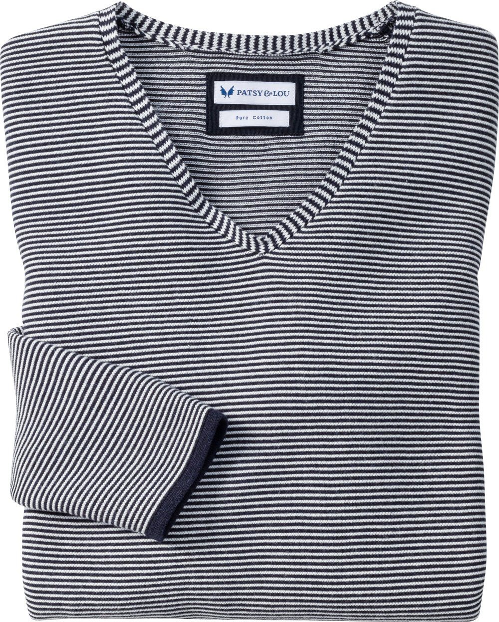 Patsy & Lou V-Ausschnitt-Pullover hochwertiges Strick-Gewebe aus reiner Baumwolle