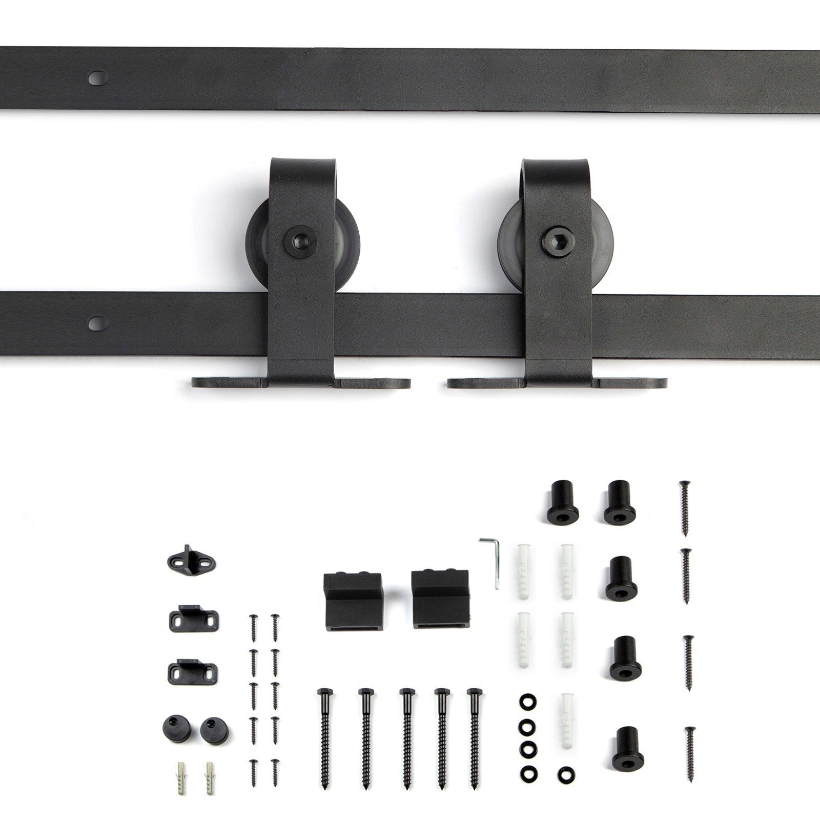 SO-TECH® Schiebetür Schiebetürbeschlag LOUNGE mit Soft-Close schwarz aus Stahl, belastbar bis 100 kg, Komplettset