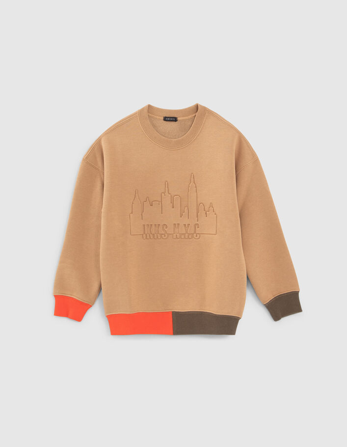 Sweat camel visuel NYC embossé garçon