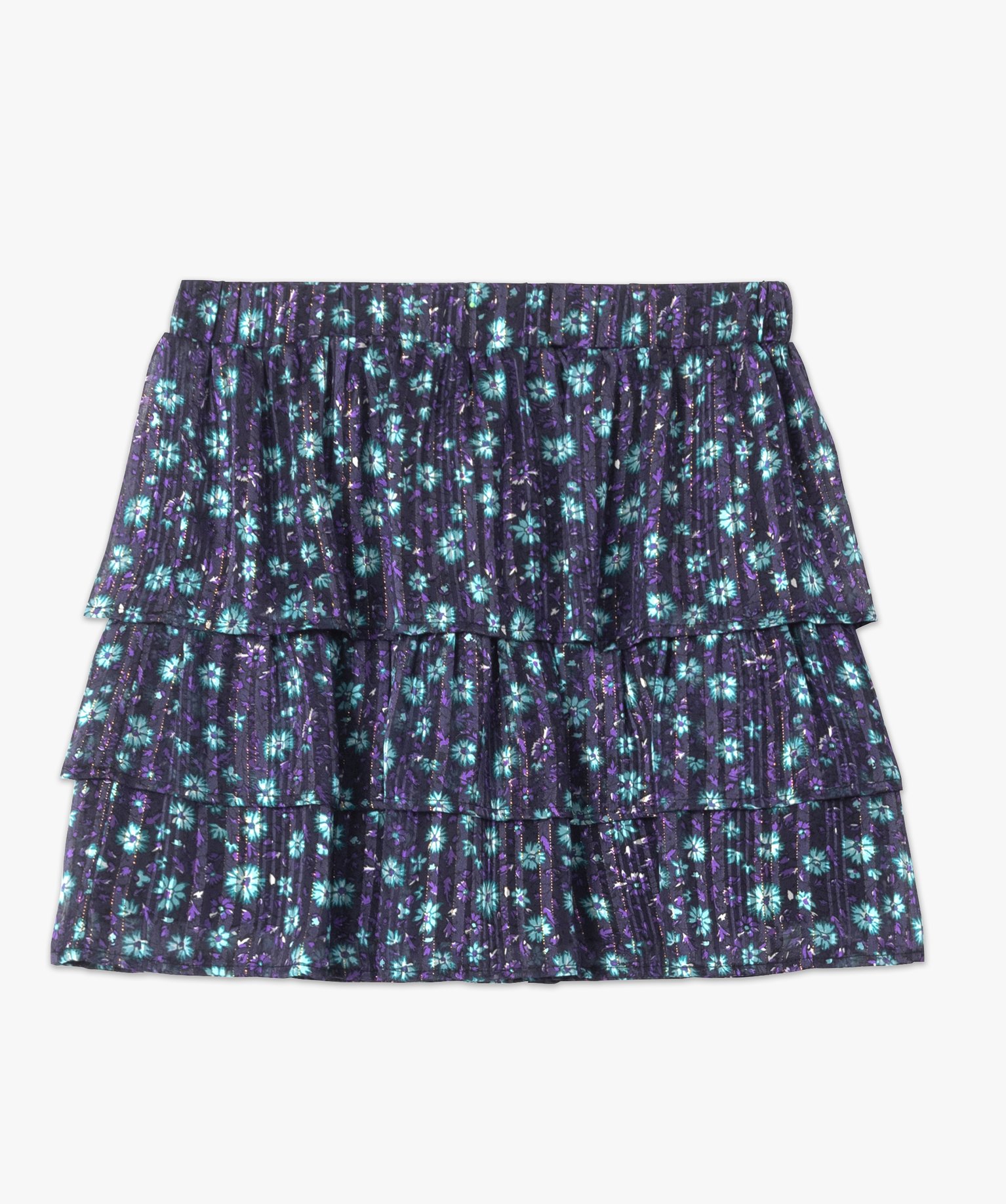 Jupe femme à motifs fleuris avec volants | GEMO