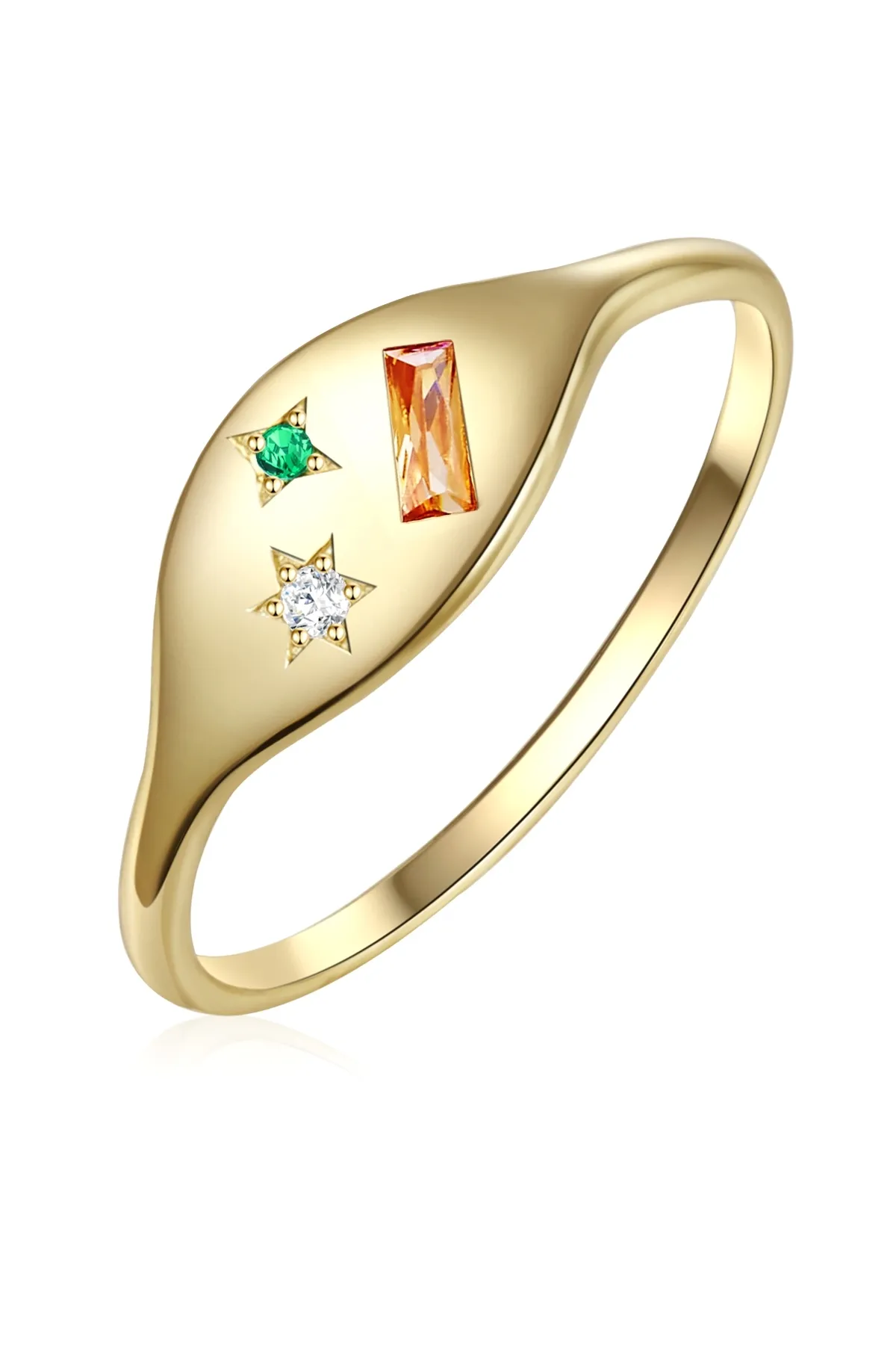 Lulu & Jane  Modeschmuckring Ring gelbgold Zirkonia bunt