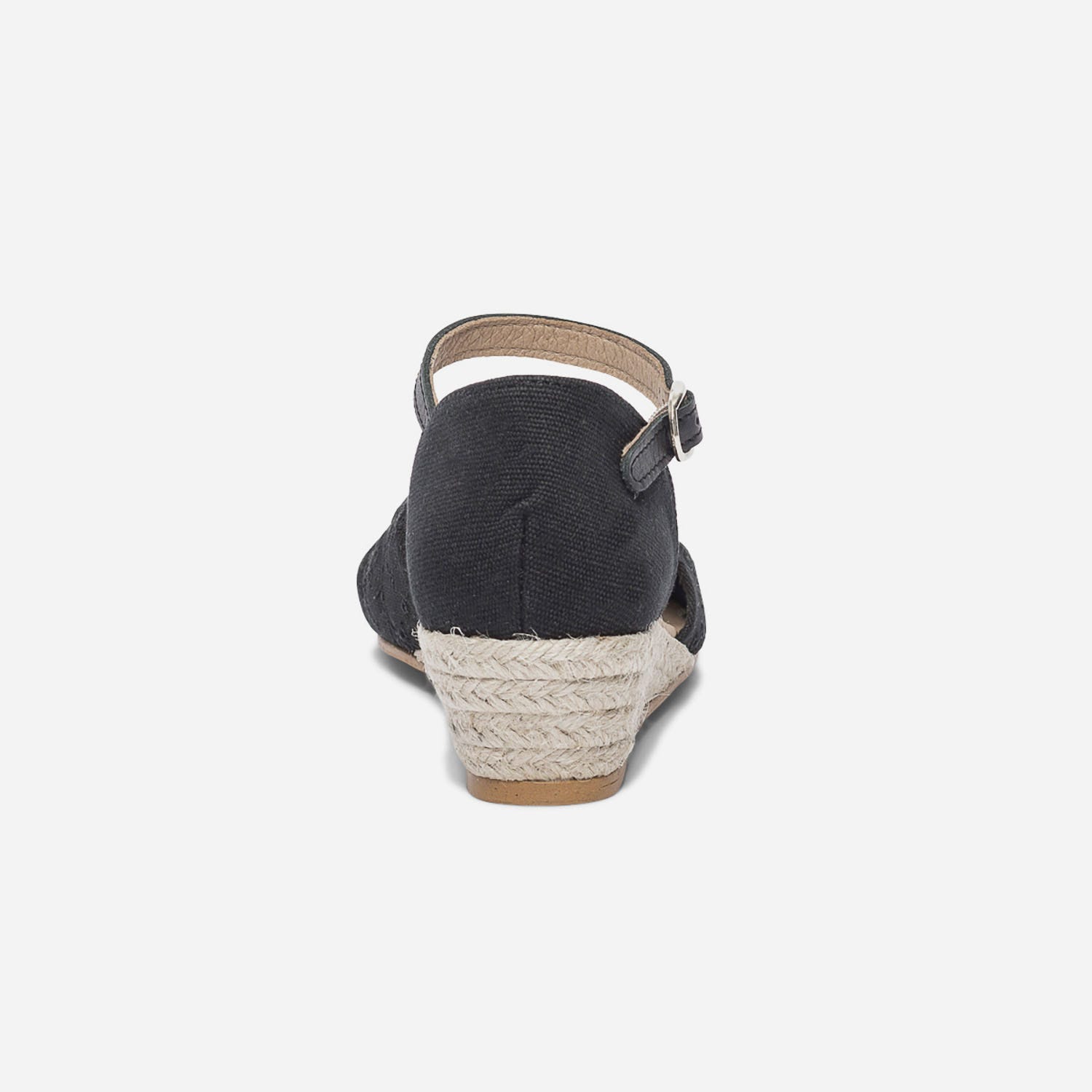 Sandale noire en toile coton bio brodée