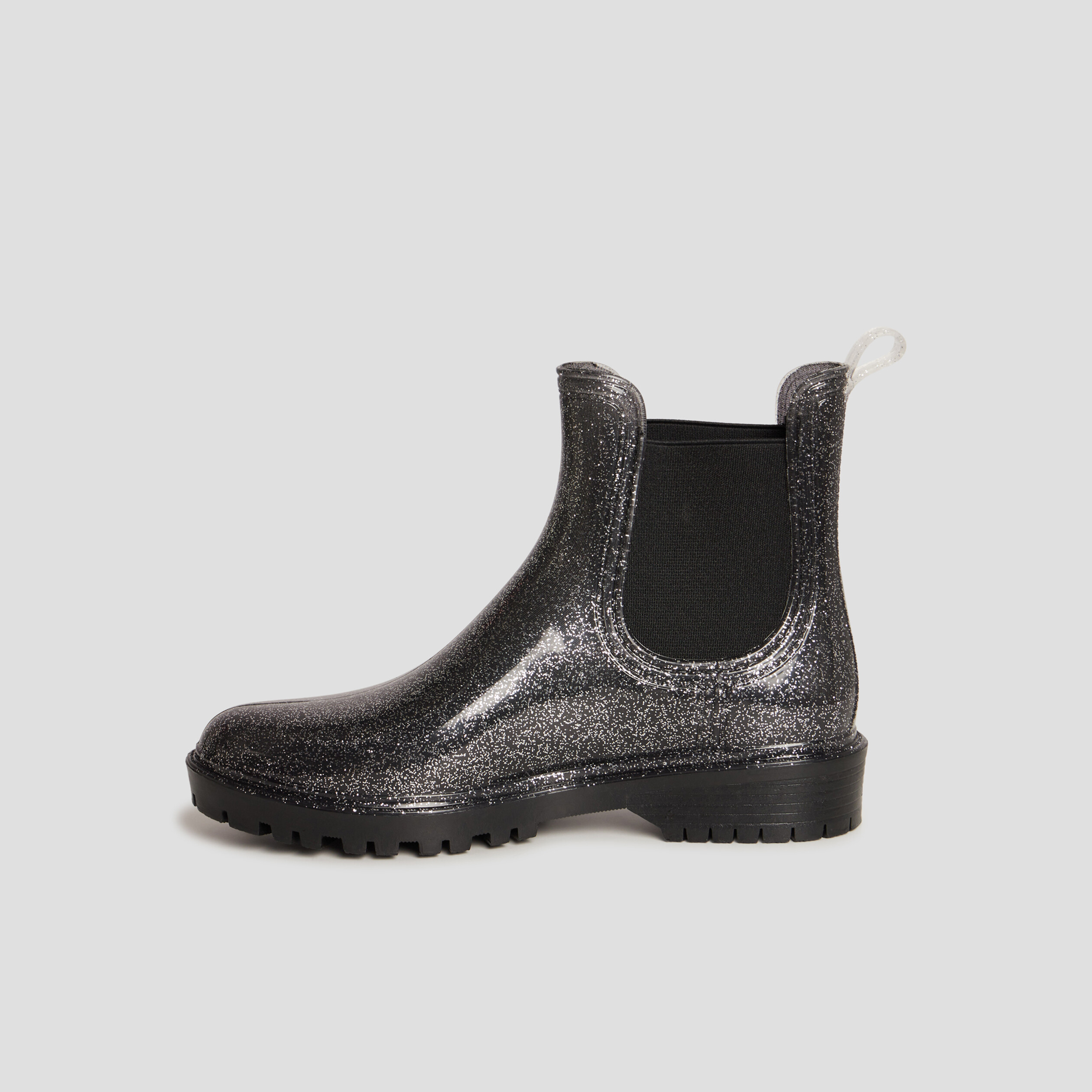 Bottes de pluie chelsea à paillettes gris argent femme | La Halle