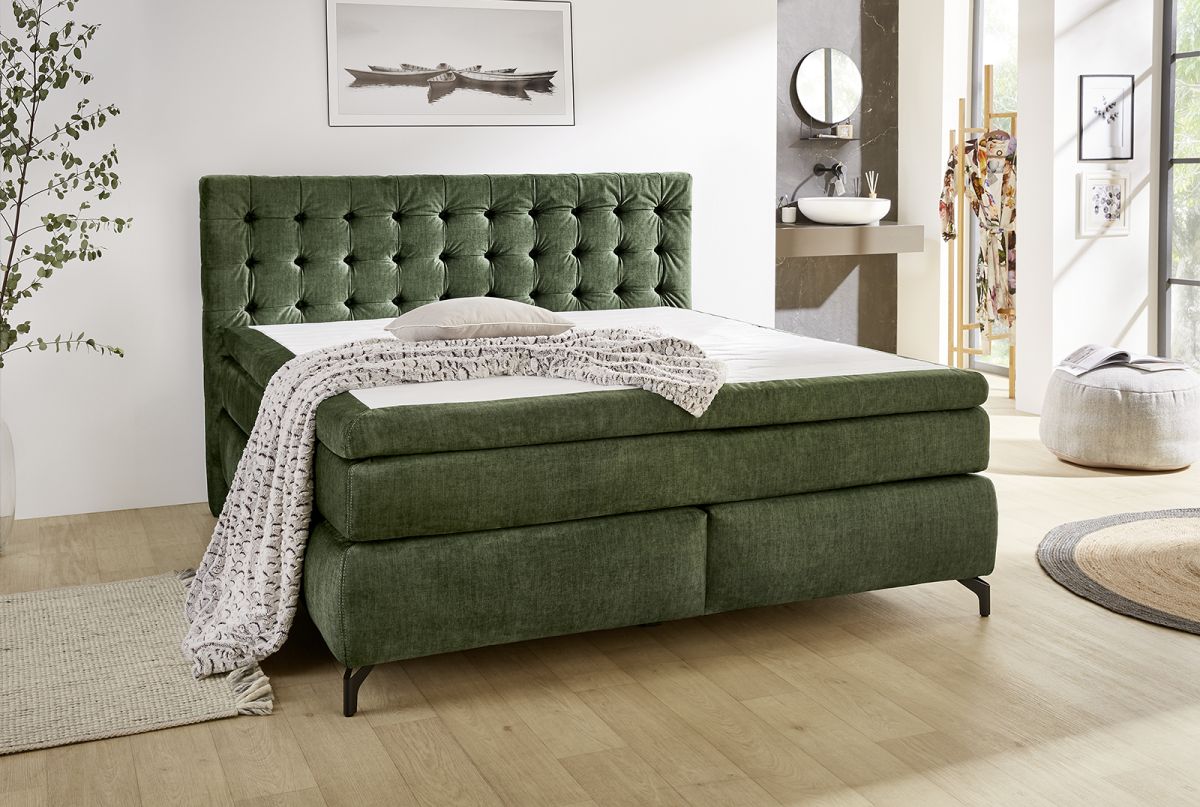 Boxspringbett Jessica Mix dunkelgrün 180 x 200 cm