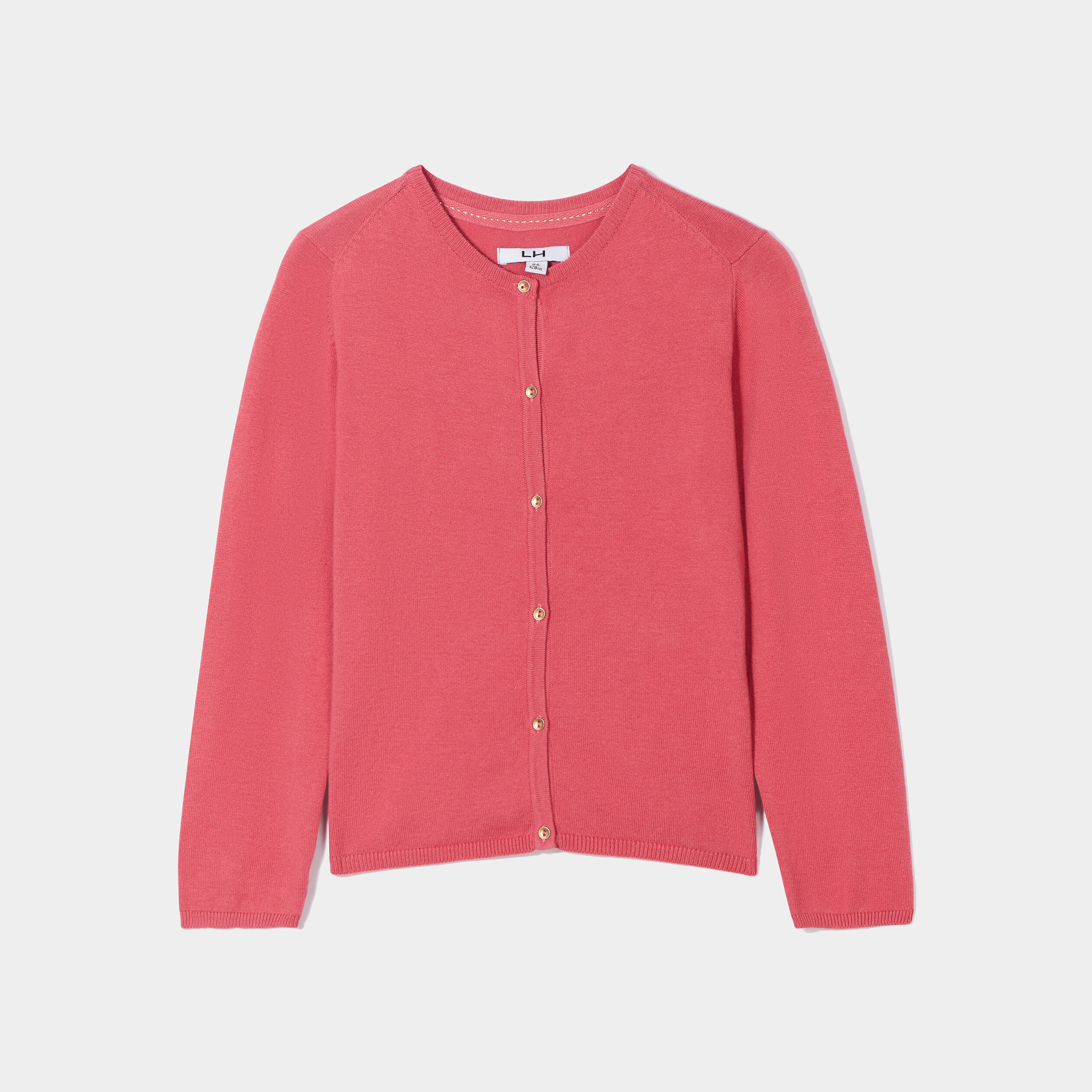 Gilet boutonné rose framboise fille | La Halle