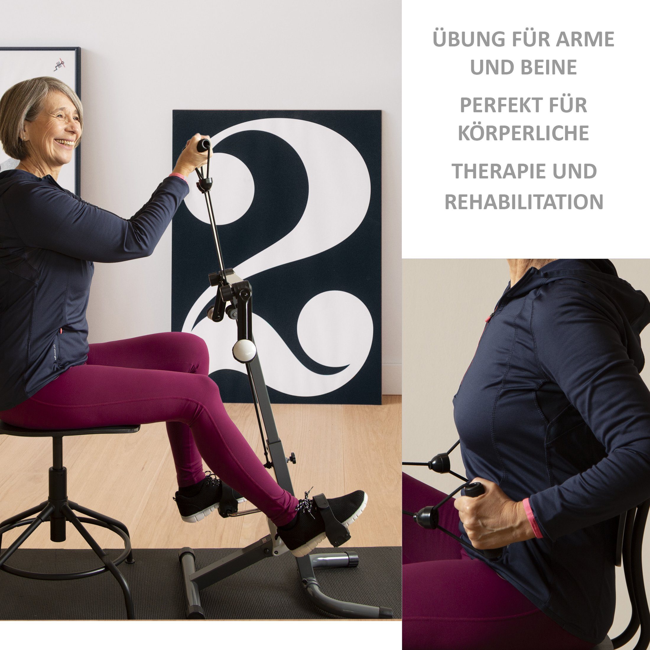 Zoomyo Heimtrainer Mini Crosstrainer, kompakter Heimtrainer zur Nutzung bei der Arbeit (Pack, rutschfeste Beschichtung), Scheibentyp-Kurbel