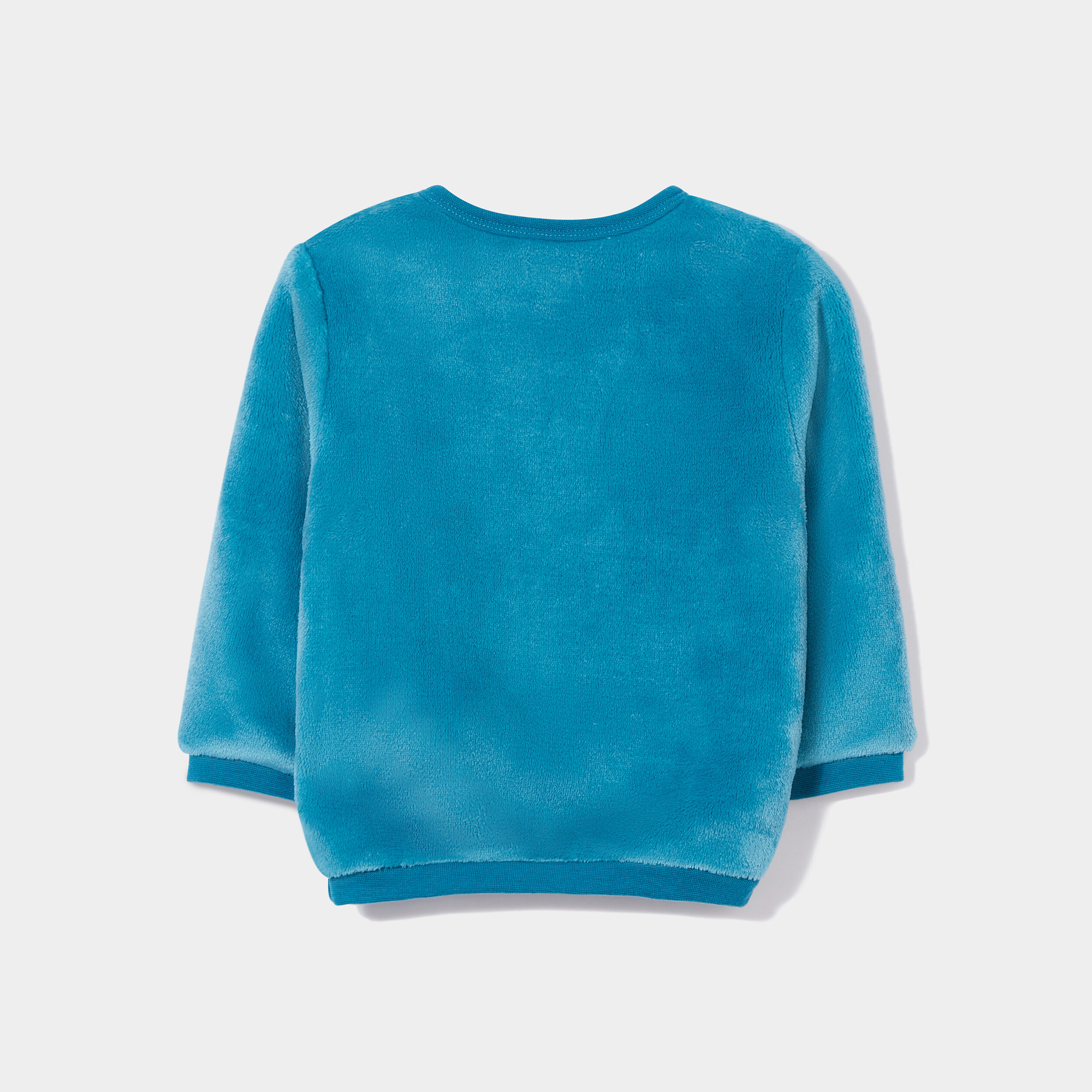 Sweat velours boutonné à sequins vert turquoise bébé fille | La Halle