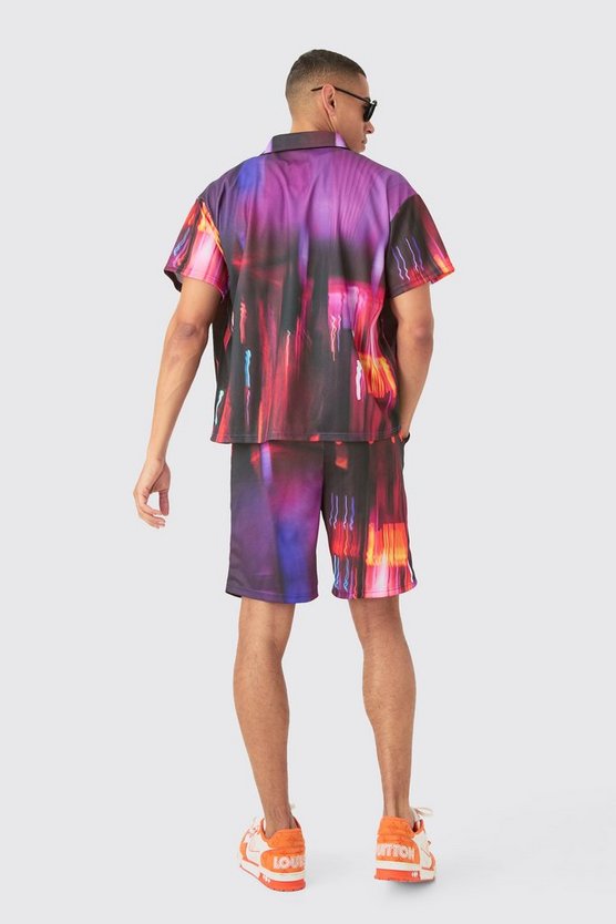 Kastiges Mesh-Hemd & Shorts