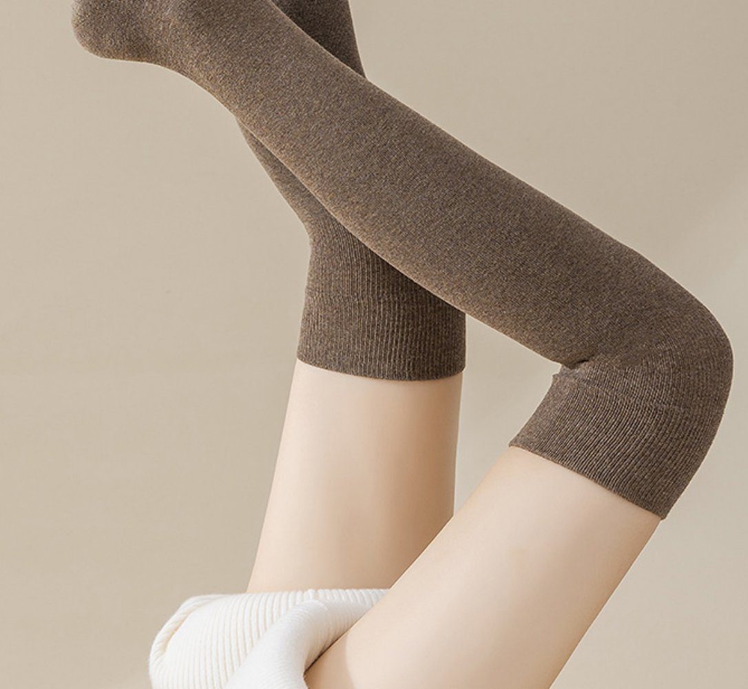 Blusmart Overknees 2 Paar Kniestrümpfe Damen aus Baumwolle (Thermosocken, Wintersocken, 2-Paar, 62CM Overknee Strümpfe) LangeSocken