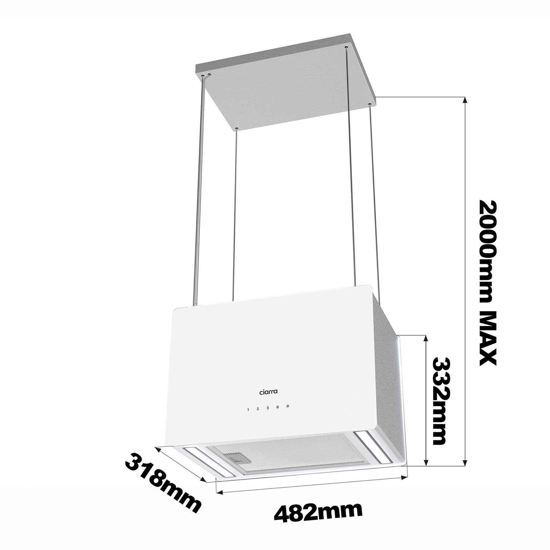 CIARRA Inselhaube CBCS4850, 700m³/h A+++ Freihängend Dunstabzugshaube WiFi App Touch Bedienung