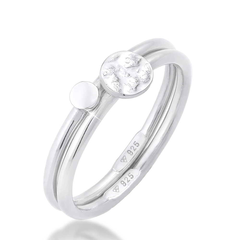 Elli Elli Bague Bagues empilables pour femmes Duo Cercle Plaquette Basic Minimal Timel Bague