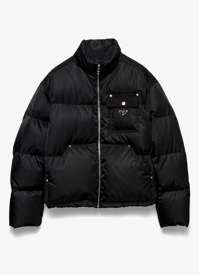Jaqueta puffer cropped oversized Prada Re-Nylon com enchimento de plumas
