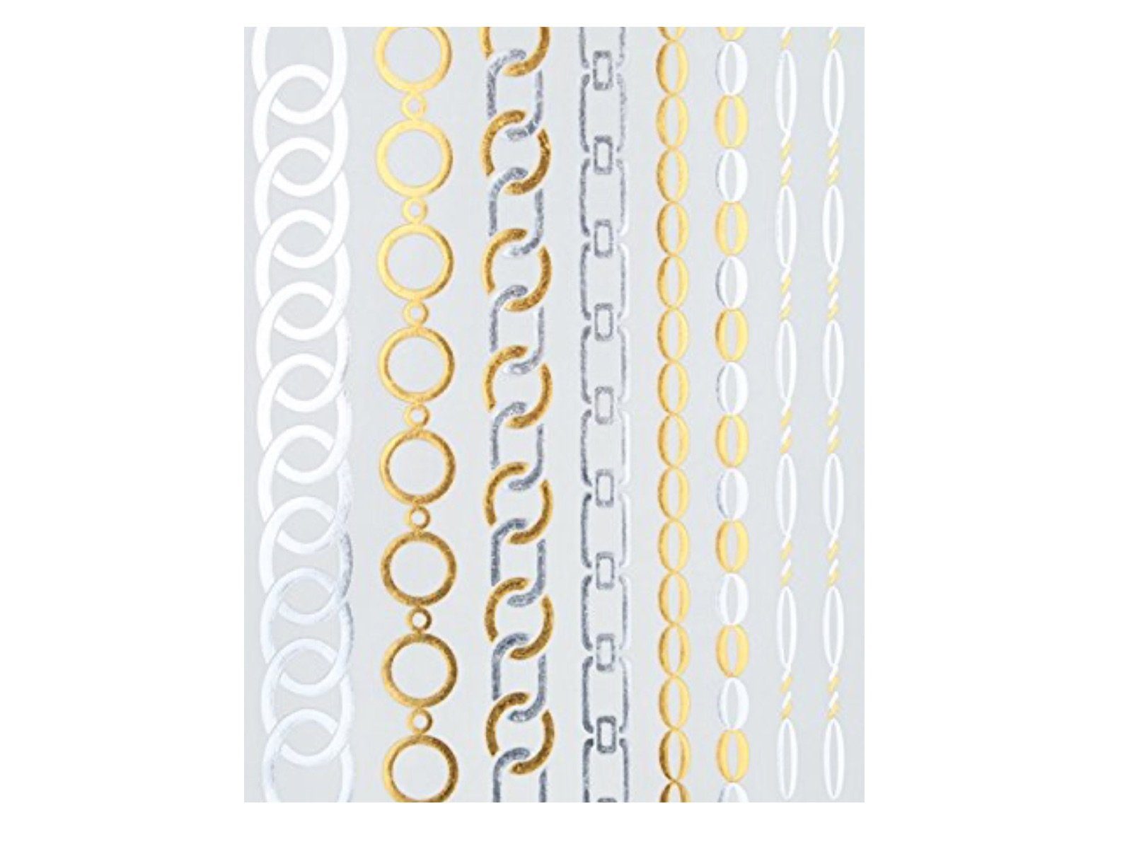 LK Trend & Style Schmuck-Tattoo Modeschmuck BEAUTY, Gold Metallic Flash Tattoos, Armkettchen, 5 Sets 40 Motive, zum Aufkleben auf die Haut