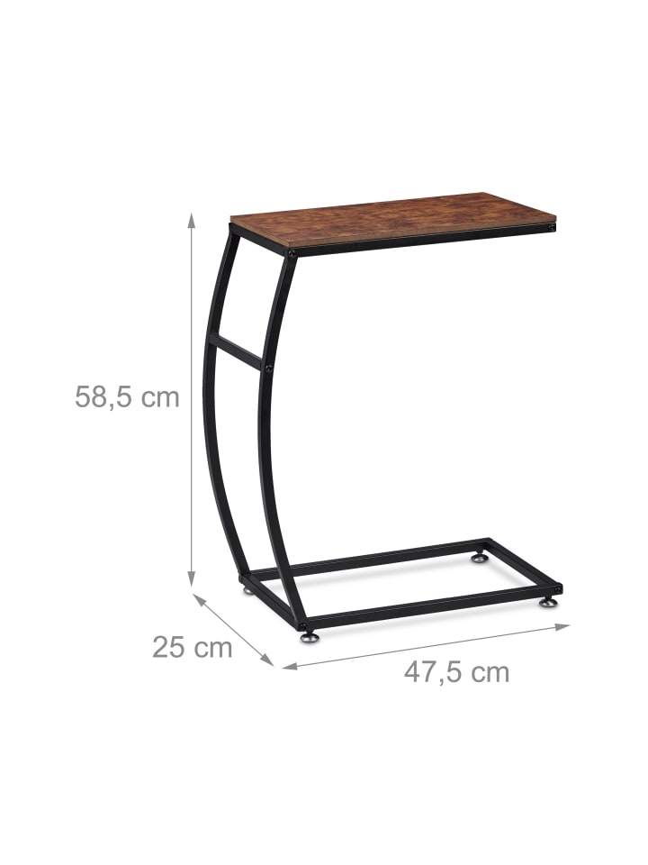 relaxdays Beistelltisch in Braun/Schwarz - (B)47,5 x (H)58,5 x (T)25 cm günstig kaufen onesize