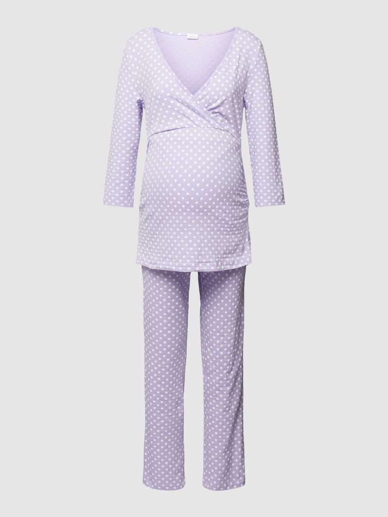 Umstands-Pyjama mit 3/4-Arm und Stillfunktion in lila
